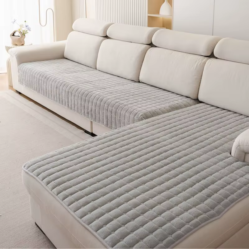 Coussin de canapé en velours épais à carreaux, antidérapant, universel quatre saisons, pour salon, s