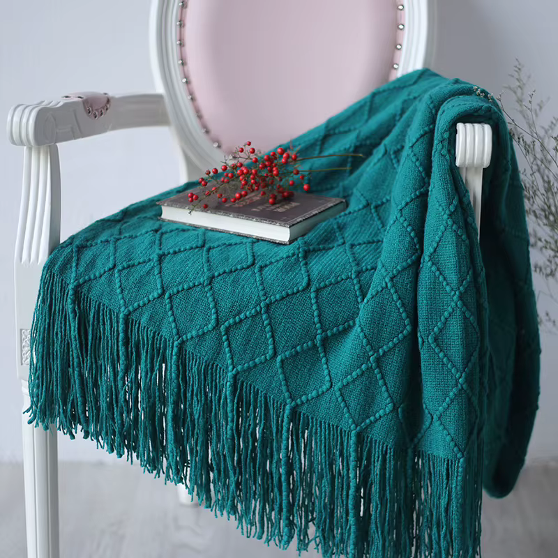 Couvre-lit en lin doux avec pompon, housse de canapé, couvertures pour lits, décor à la maison, Dstr