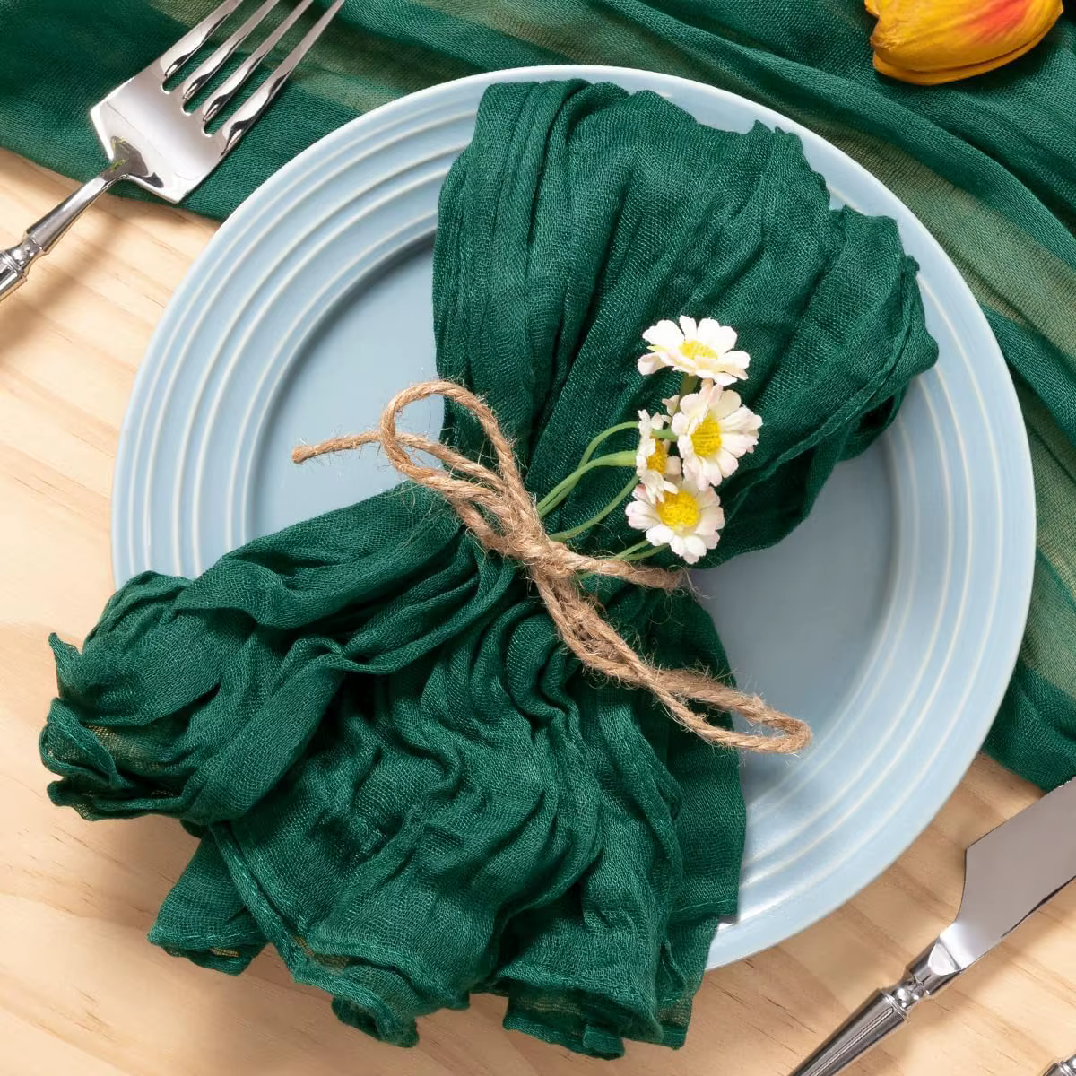 Napperon de Table en Gaze de Couleur Vert Sauge, 6 Pièces, Décor de Gâteau, Banquet, ixde Mariage, N