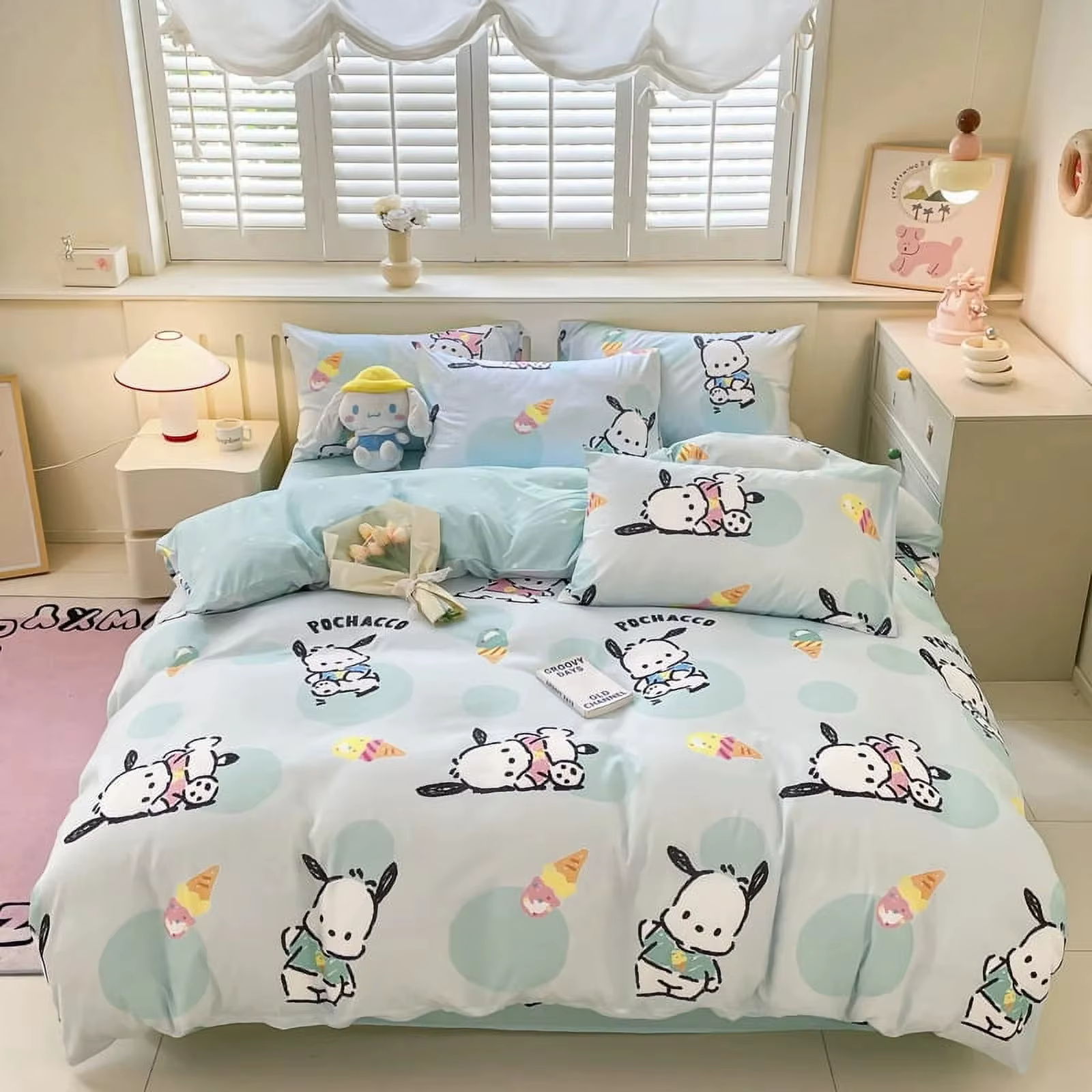 Housse de couette Pochacco 3D, ensemble de literie exquis de dessin animé, couette, décoration de ch