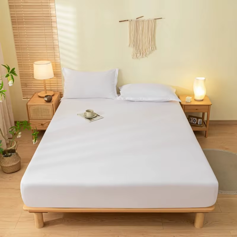Ensemble de draps-housses brossés de couleur unie, avec 2 taies d'oreiller, housse de protection de 