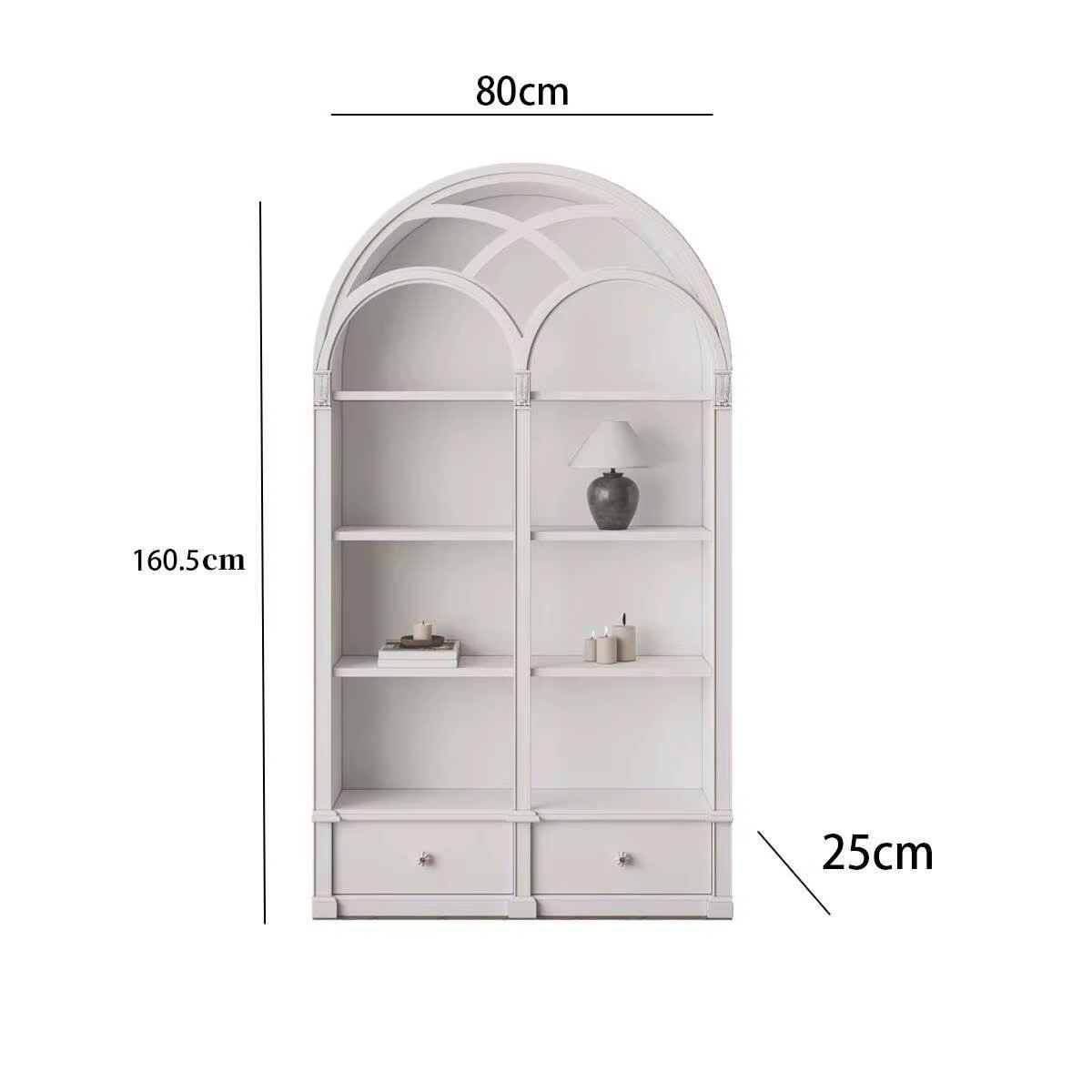 Meuble de rangement arqué de style français, bibliothèque de présentation, design Dopamine, organisa