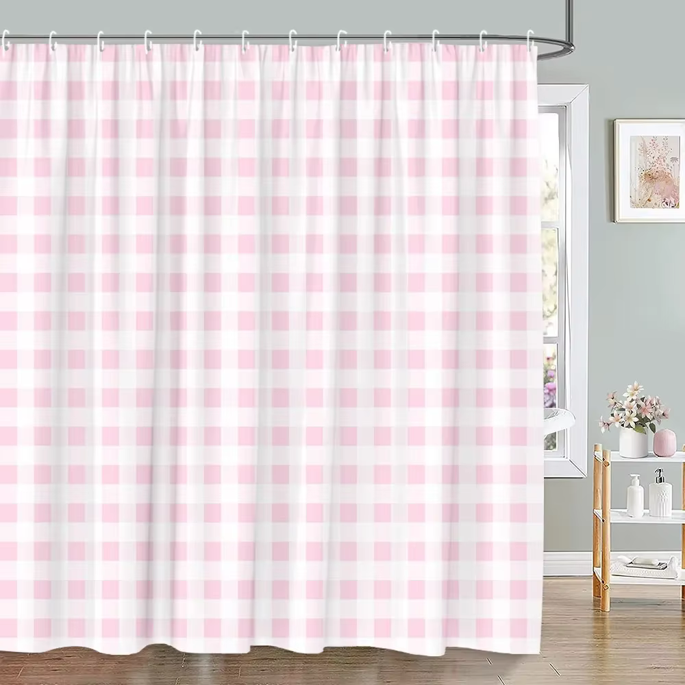 Rideau de douche géométrique rose, rayures minimalistes, Texture léopard, carré créatif, tissu Polye