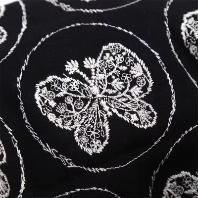 Tissu épais en coton et lin brodé de papillons, pour sac, nappe, oreiller, bricolage, tissu fait à l