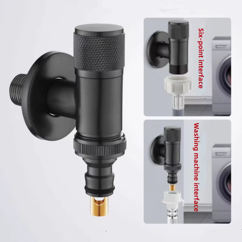 Robinet mural noir en laiton massif pour machine à laver, eau froide uniquement, G1/2/G3/4, mini rob