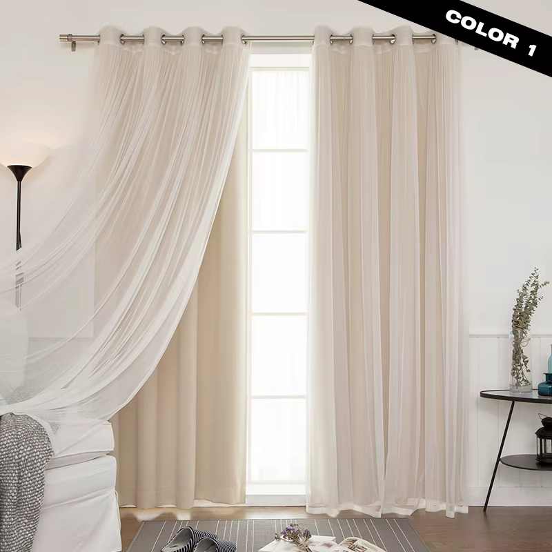 Rideau occultant solide à double couche, voilage pour fenêtre de salon, chambre à coucher, taille ba