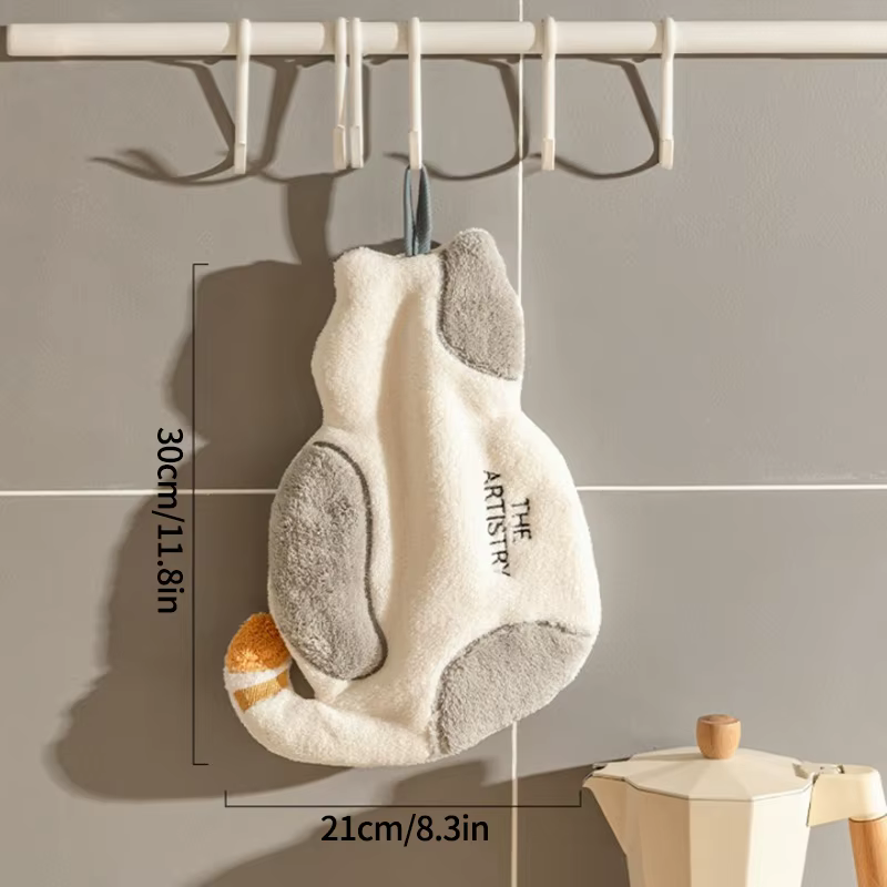 Serviette à main Kawaii en forme de chat noir, serviettes suspendues absorbantes, mouchoirs pour se 