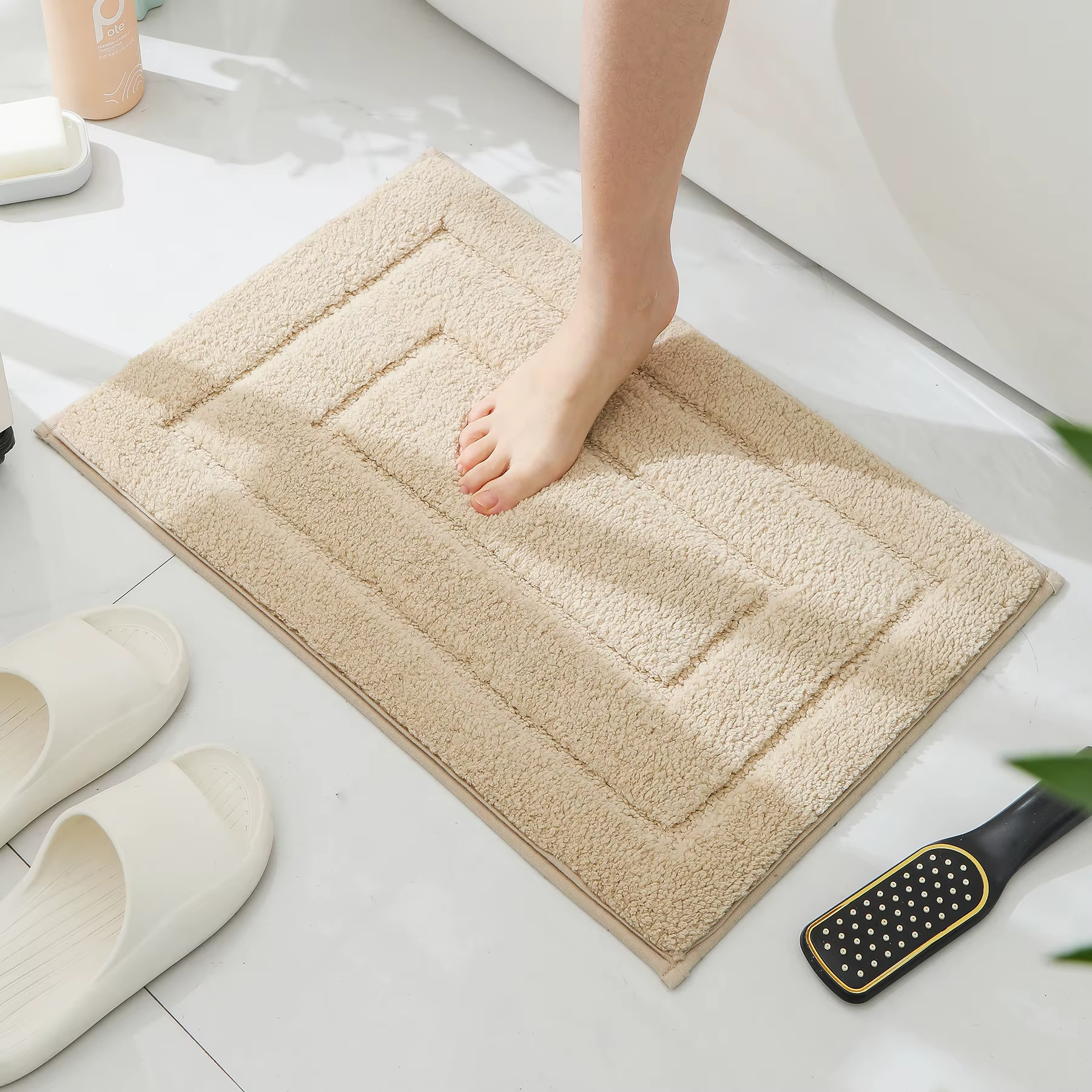 Optique douce et confortable Polymères de sol en peluche, HOFloor lea, Tapis de chambre à coucher, P