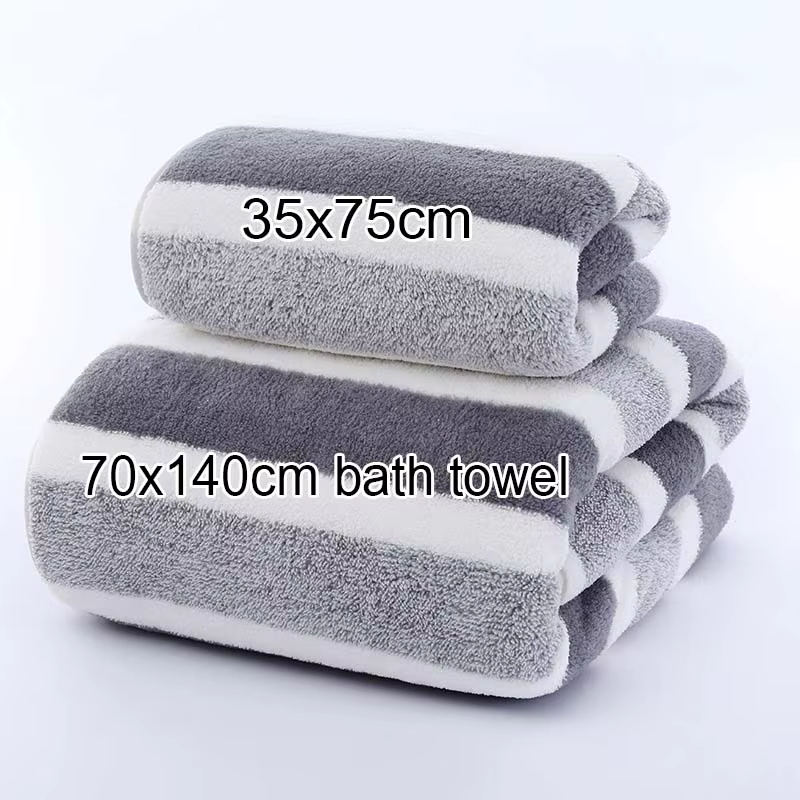 Serviette de bain rayée en microfibre, 35x75cm, pour salle de bain ou douce et absorbante, expérienc