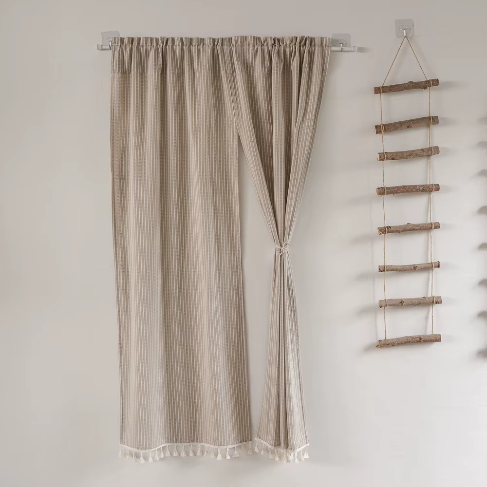 Rideau de porte en coton et lin de Style japonais, rideau de séparation rayé Jacquard pour cuisine, 