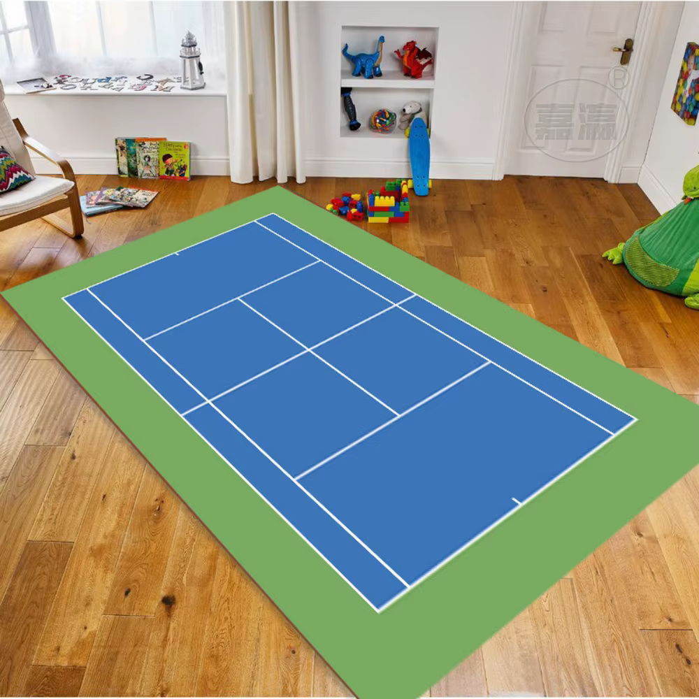 Tapis de Sport à motif de terrain de Tennis, antidérapant, multicolore, pour salon, chambre à couche
