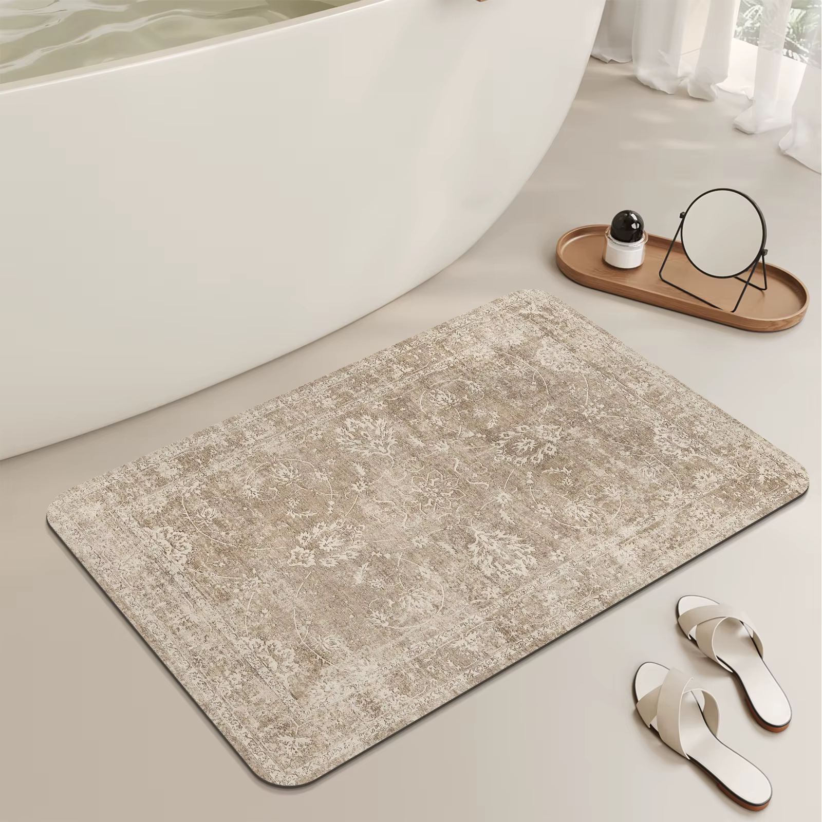 Tapis de salle de bain super antidérapant en caoutchouc, tapis de sol à absorption rapide et à sécha