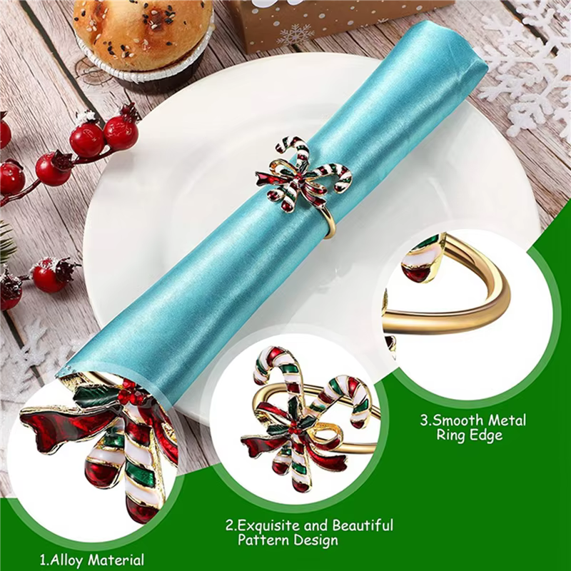 Anneaux de serviette de noël ABUN-36Pcs, porte-serviettes de noël, couronne pour fête de vacances, d