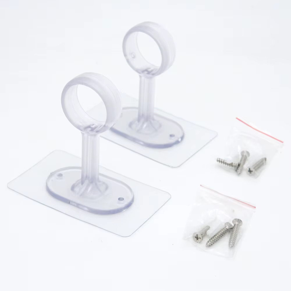 1/2 pièces Supports de tringle à rideau autocollants sans perçage, transparents/noirs, supports de t