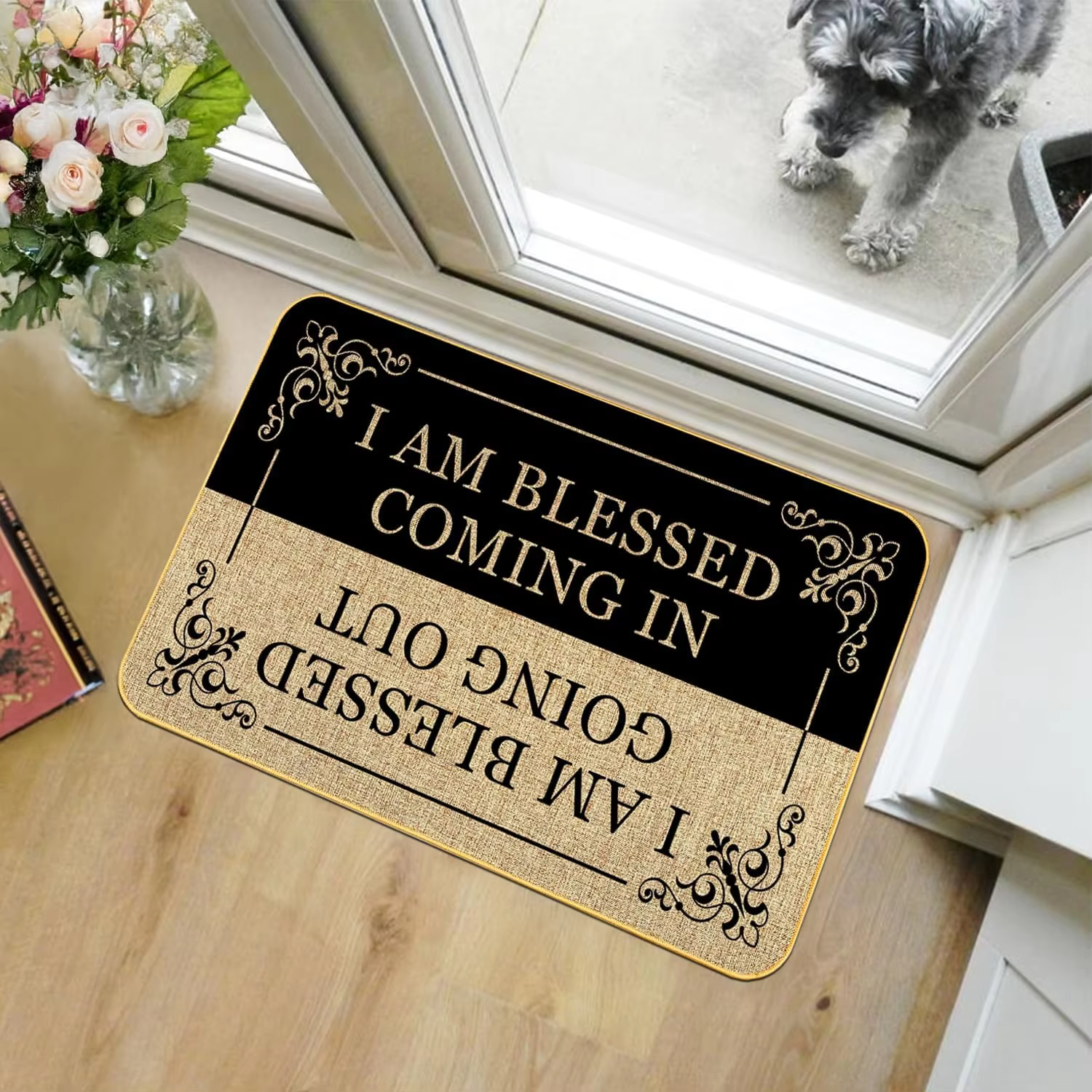 Tapis de bienvenue amusants pour porte d'entrée, je suis bénisse à venir et à sortir, paillasson hum