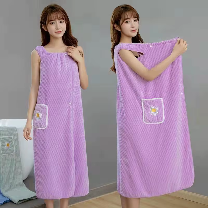 Serviette de bain pour femmes, enveloppe portable pour adultes, absorbe l'eau, jupe pour cheveux sec
