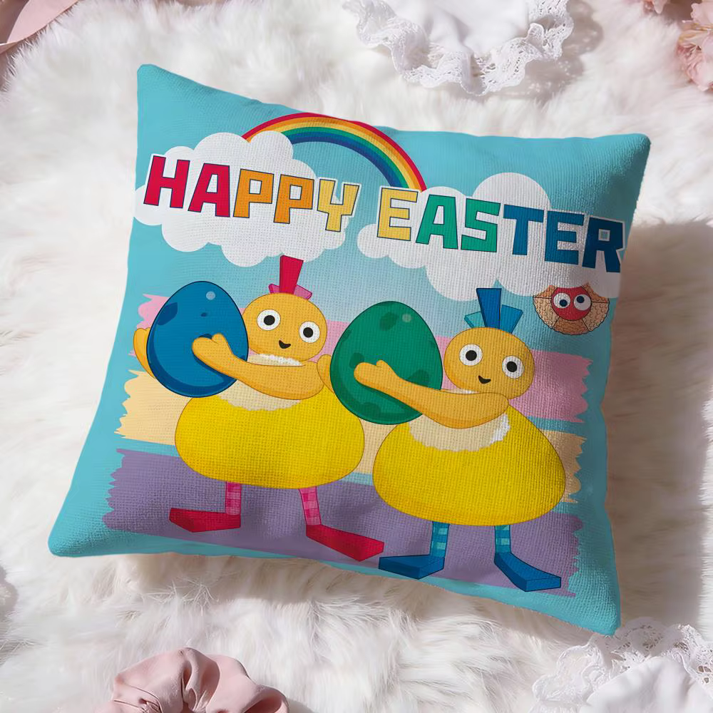 Housse de coussin de dessin animé Twirlywoos, housse de coussin réversible confortable de qualité su