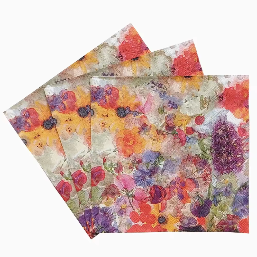 20 serviettes en papier imprimées de motifs floraux pour événements festifs, serviettes jetables en 
