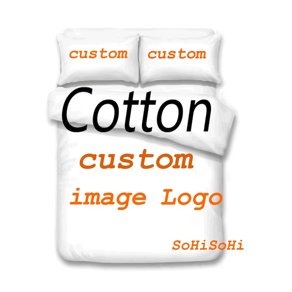 Parure de lit en coton avec Logo Photo personnalisé, marque de luxe, housse de couette avec taie d'o