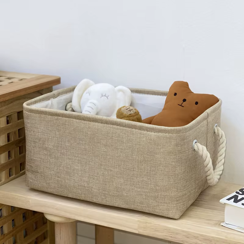 Mir à linge en lin double couche polyvalent, panier de tri solaire, boîte à sous-vêtements pliante, 