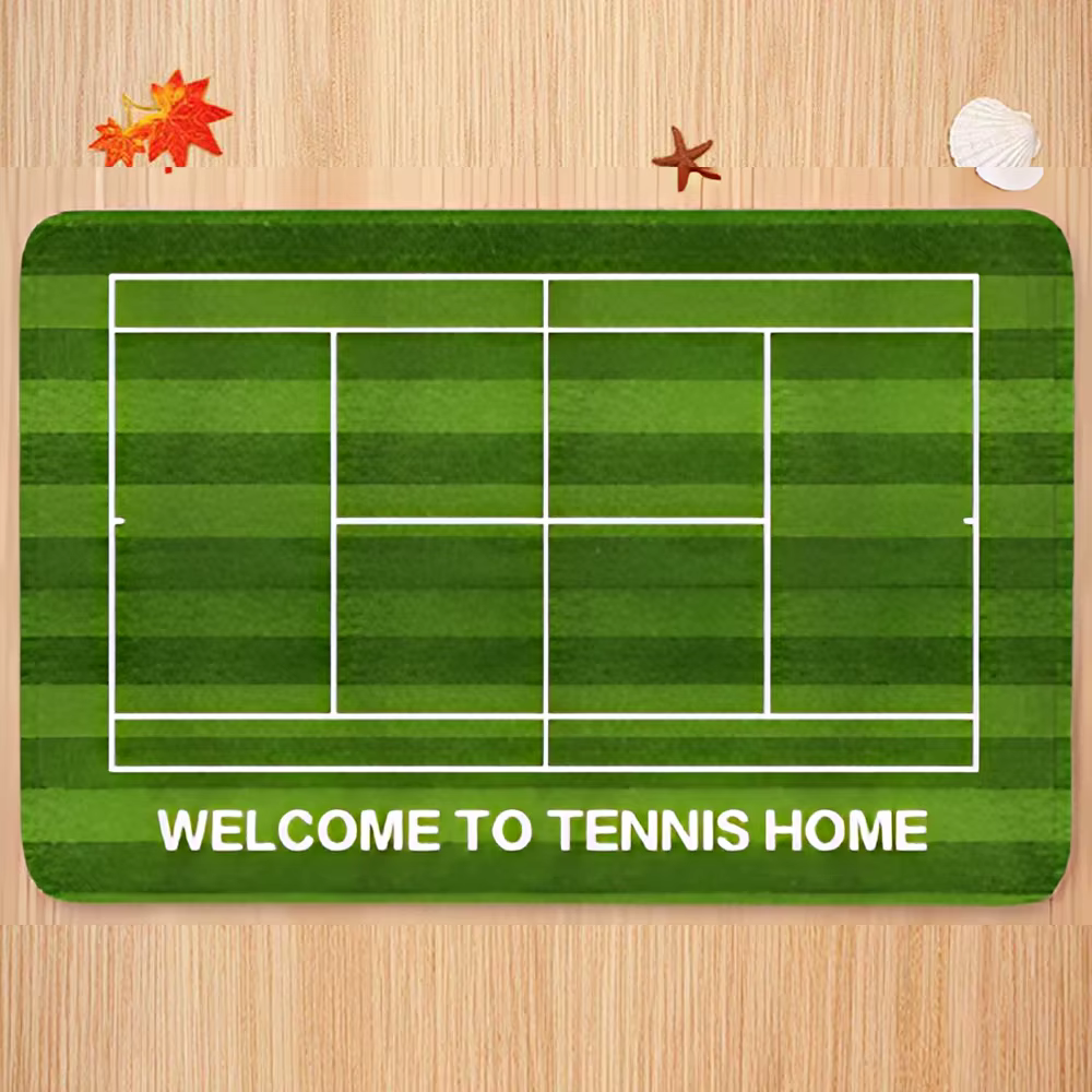 Tapis thème sportif, tapis de Tennis, motif de terrain de Badminton, texte de bienvenue, bleu, Orang