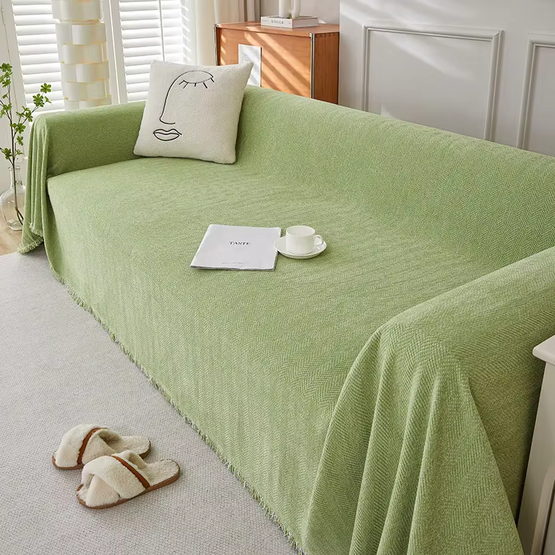 Épaissir chenille Beige housse de canapé couverture de canapé simple coussin ins vent sable serviett