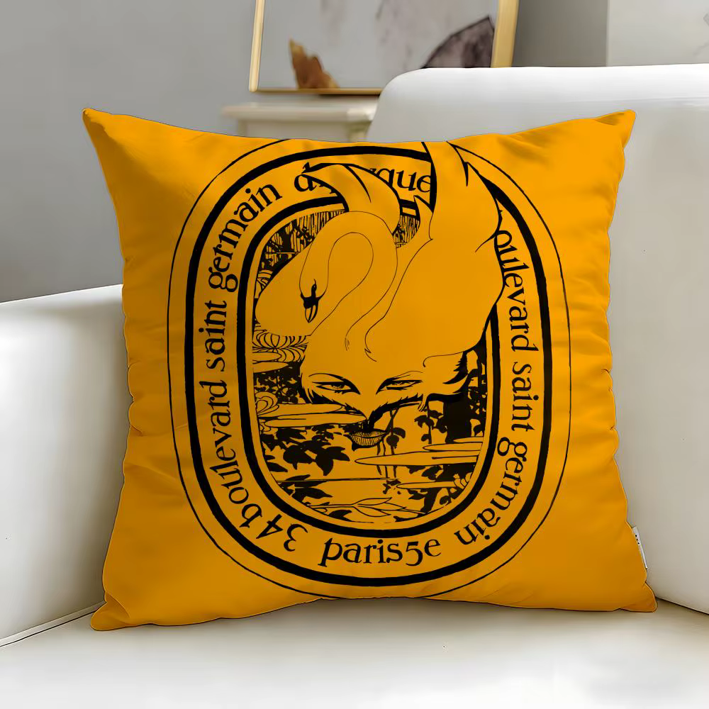Housse de coussin de marque classique Diptyque, taie d'oreiller douce et facile à laver, polyvalente