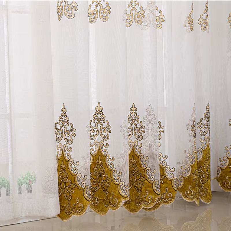 Rideaux en gaze brodés rétro européens, pour salon, salle à manger, chambre à coucher