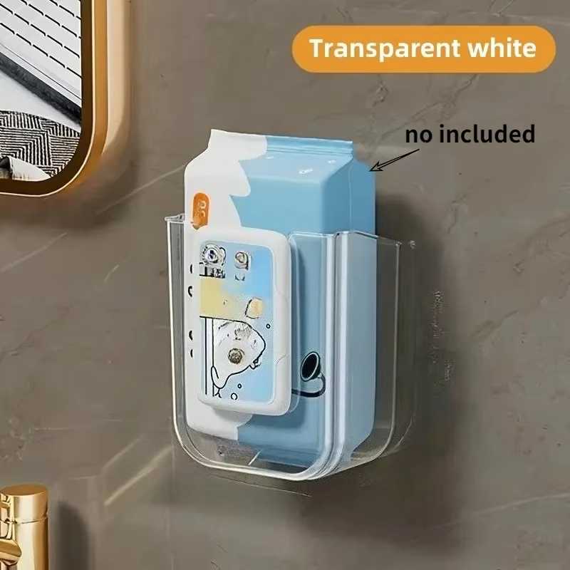 Boîte de rangement pour lingettes humides de salle de bain, sans perçage, murale, grande ouverture, 