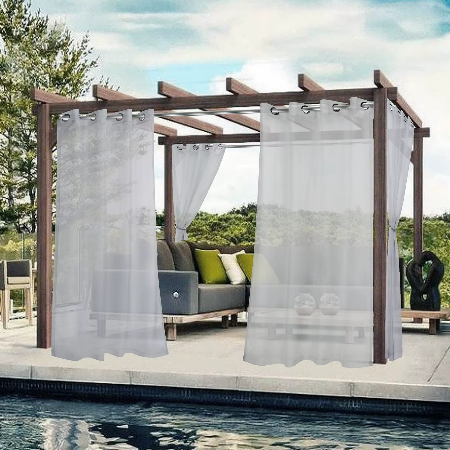 Rideaux d'extérieur transparents imperméables pour Patio, draperies de confidentialité pour Cabana, 