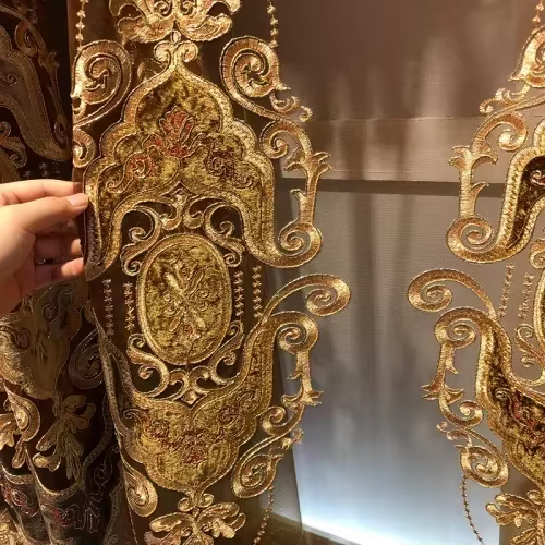 Rideaux brodés en Chenille européenne, occultants pour salon, chambre à coucher, couleur café, fenêt