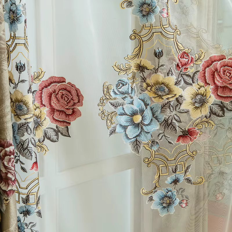 Rideaux de luxe brodés en relief de Style européen, pour salon, chambre à coucher, rideaux occultant