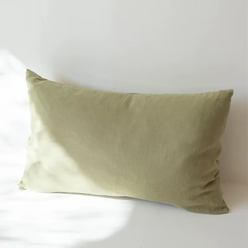 Taie d'oreiller 100% lin pur, couleur unie blanche, pour lit, douce et rafraîchissante, design envel