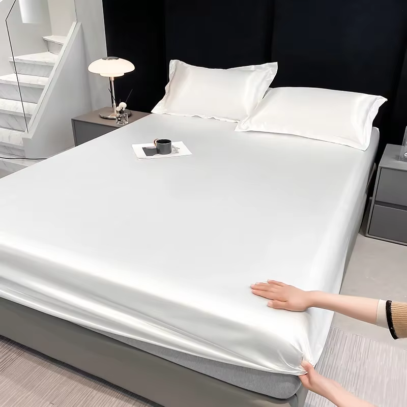 Drap-housse de lit de Couple imperméable en Satin d'été, draps de lit Double, housse de matelas, pro