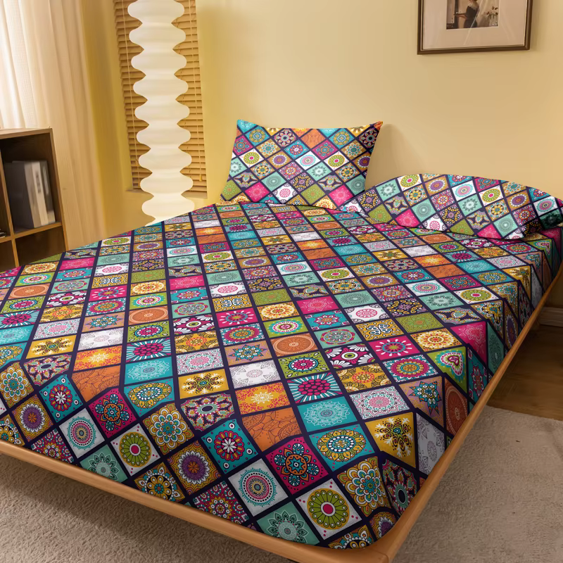 1 drap de lit givré à motifs bohème, couvre-lit imprimé pour chambre à coucher, literie (hors taies 