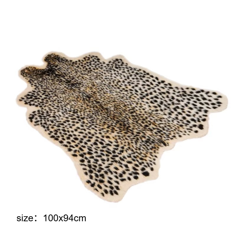 Tapis en peluche artificielle à motif léopard, imitation peau de vache, pour table basse, salon, cha