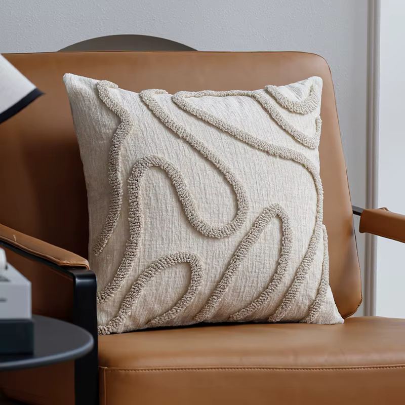 Juste de coussin en chenille avec fermeture à glissière, taie d'oreiller touffetée, décoration de ch