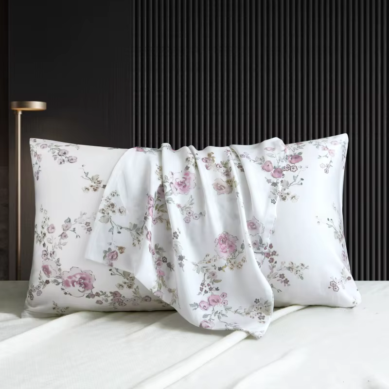 Nouvelle taie d'oreiller en soie de mûrier naturelle imprimée, housse de coussin décorative pour la 