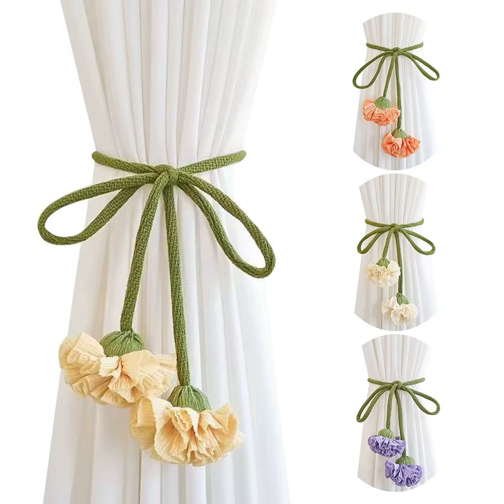 Embrasses de rideaux à bande élastique en forme de fleur, boucles de rideaux de fenêtre réglables, g