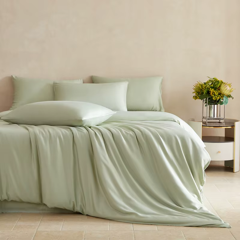 Parure de lit en soie de mûrier avec housse de couette, drap et taie d'oreiller – Luxe 100 % soie – 