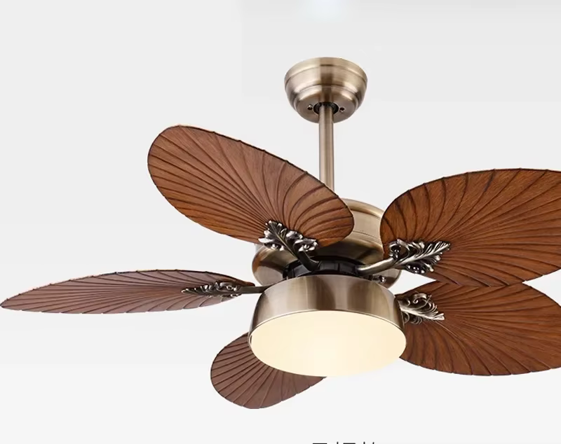 Ventilateur de plafond industriel avec lumière et télécommande, lampe de plafond vintage à 5 pales p