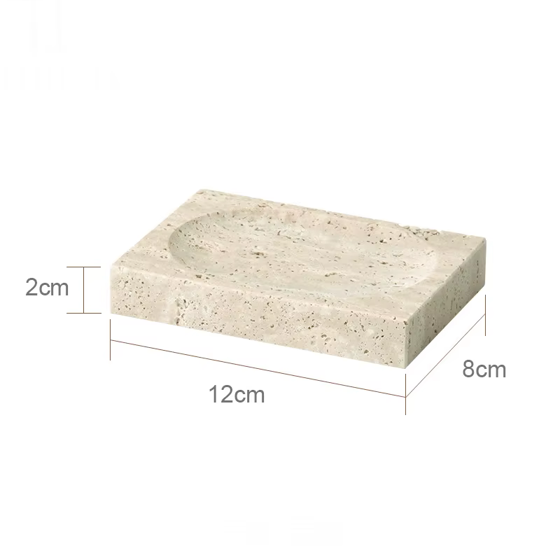 Ensemble d'accessoires de salle de bains en travertin Beige, distributeur de savon en marbre naturel