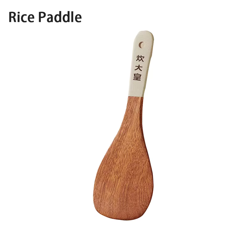 Ensemble d'ustensiles de cuisine en bois d'ébène COOKER KING, spatule antiadhésive, cuillère à soupe