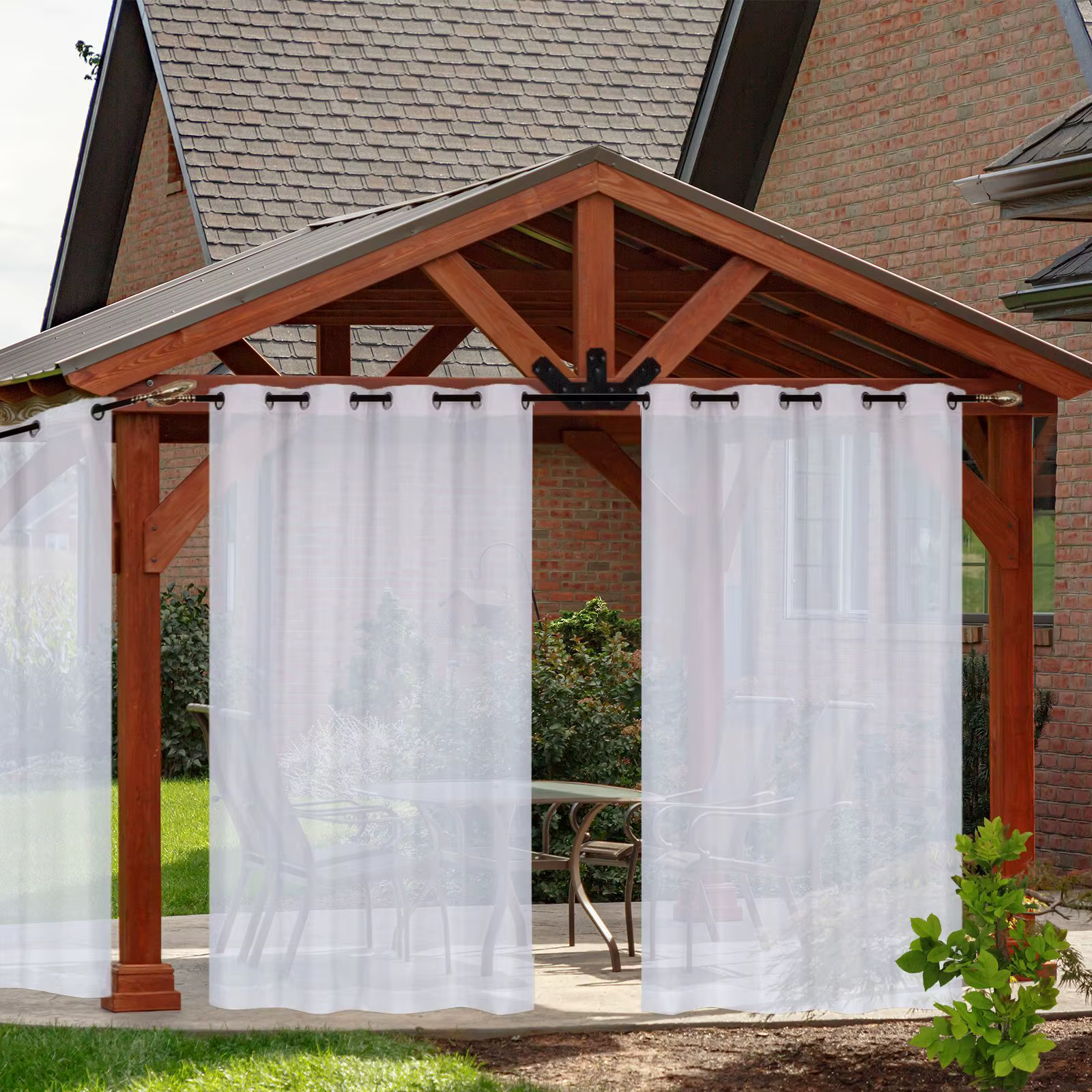Rideau de gaze transparent imperméable pour extérieur, rideau de patio sur mesure, décoration de fen