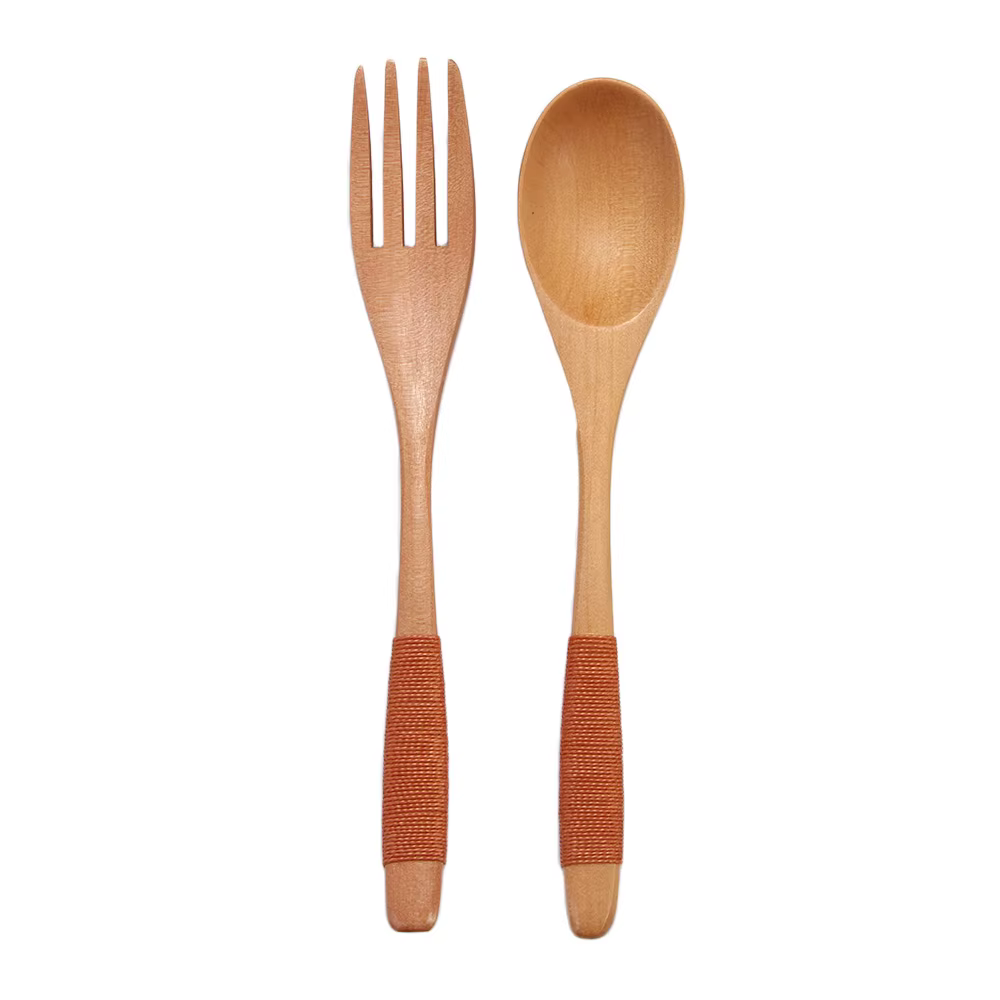 Ensemble de 2 couverts faits à la main pour céréales, riz, soupes, fourchettes et cuillères, ustensi
