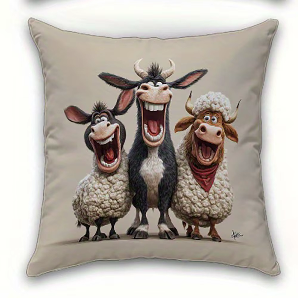 Taie d'oreiller imprimée d'animaux de ferme amusants, housse de coussin de canapé, décoration de mai