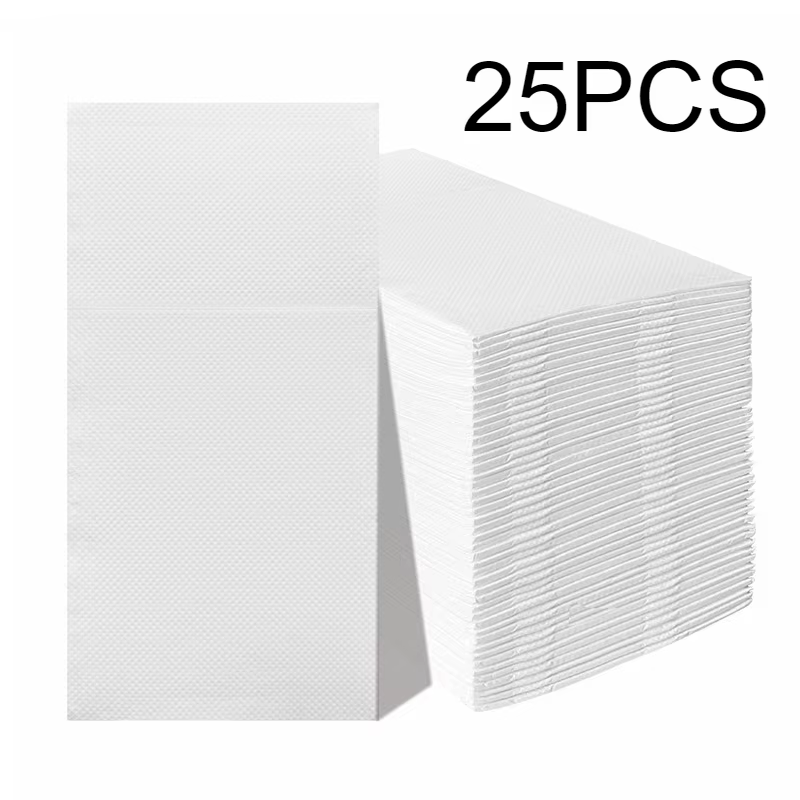 Serviettes blanches pré-pliées jetables, couverts intégrés, serviettes de poche pour dîner, noël, fê