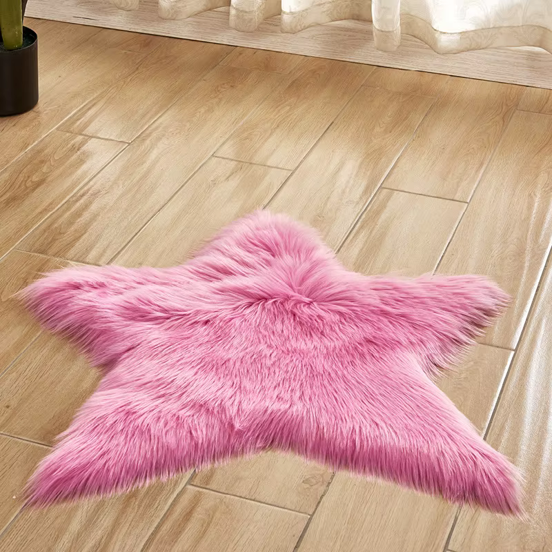 Tapis en fausse fourrure longue peluche Shaggy moelleux en forme d'étoile tapis cheveux longs zone t