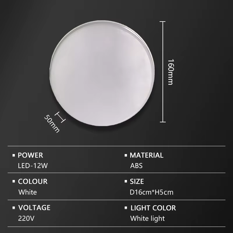 Plafonnier LED moderne étanche IP65, rond, à économie d'énergie, pour balcon, chambre à coucher, cui