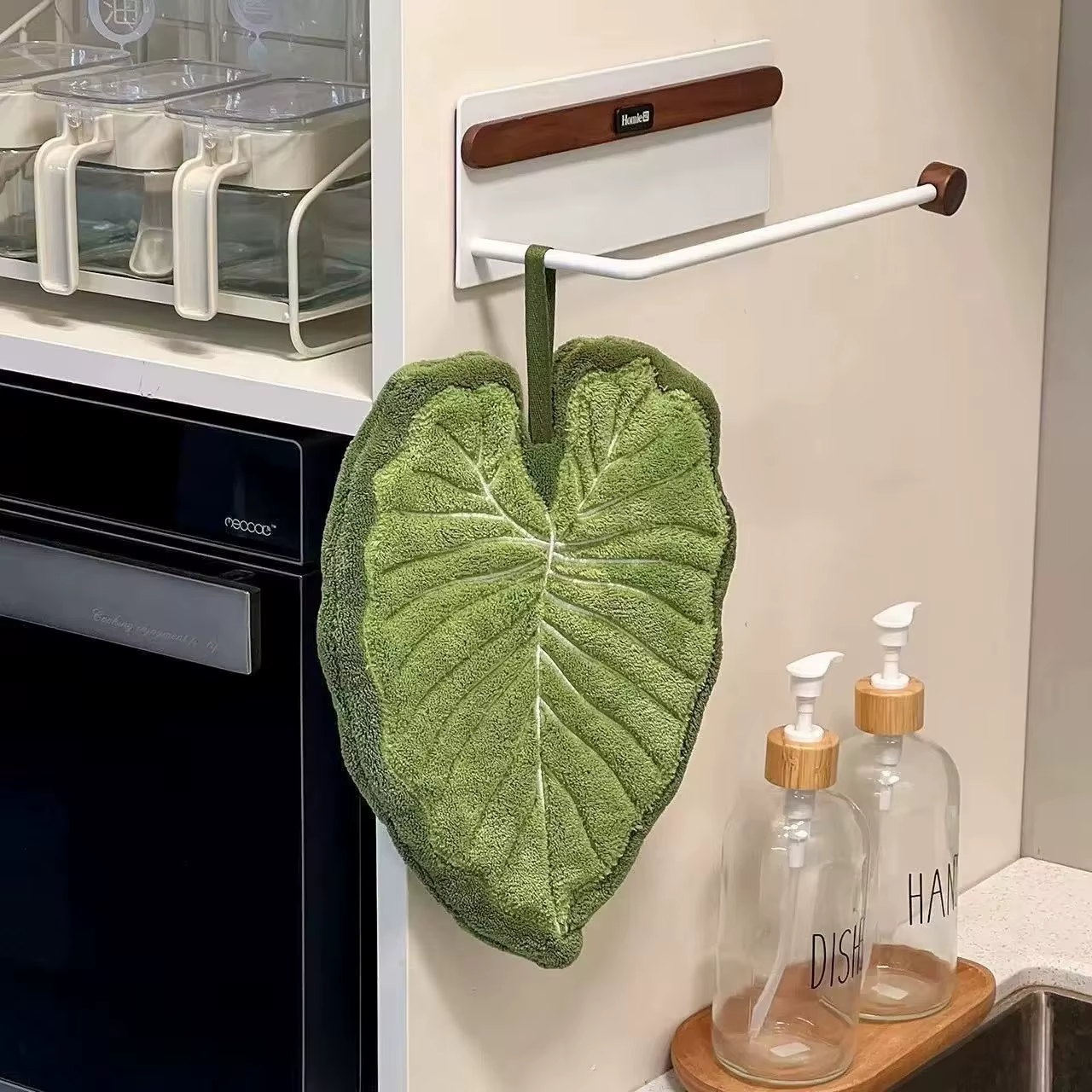 Serviette à main en forme de feuille, absorbante, douce, pour cuisine et salle de bain, accessoires 